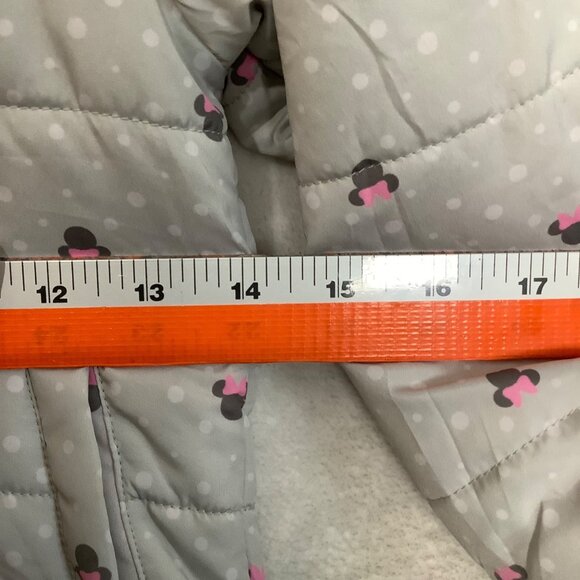 Disney Junior Minnie Mouse Girls Puffer Jacket Toddler 3T Gray Pink Bow & Ears - Picture 4 of 8